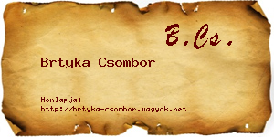 Brtyka Csombor névjegykártya